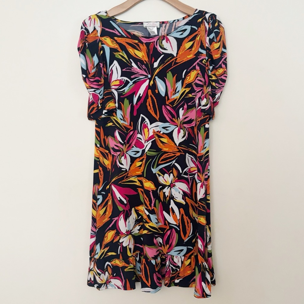 Ivy Lane Womens Dress‎ Tropical Stretchy Swing Floral Midi Vintage Size Small